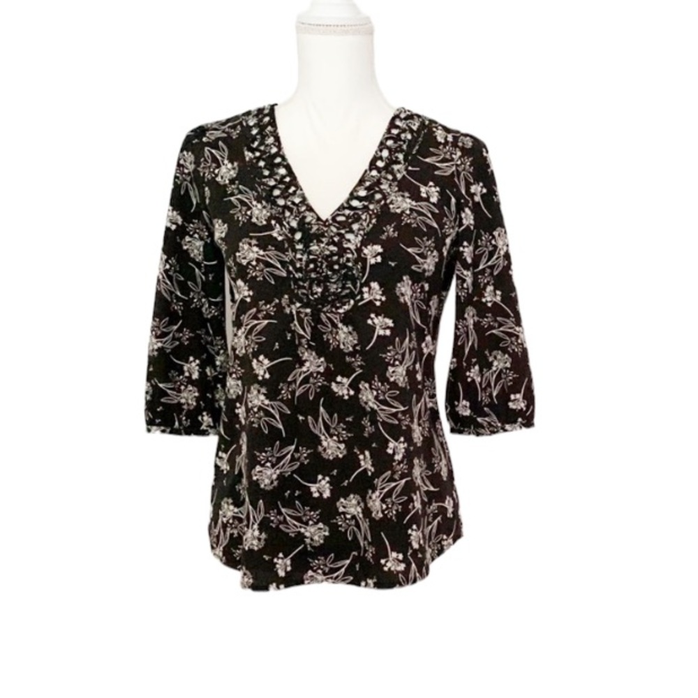 Banana Republic Black White Top Size Small Petite